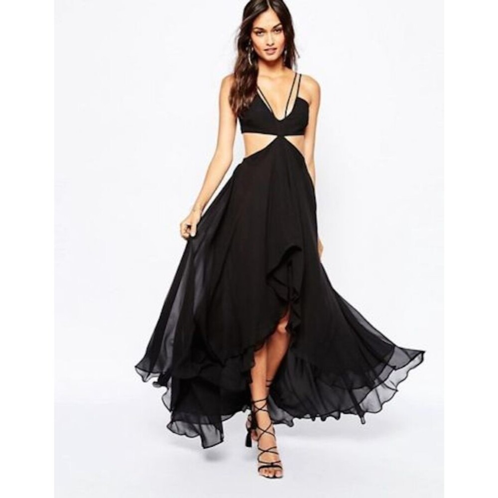 The Jetset Diaries Sandstorm Cutaway Black Maxi Dress